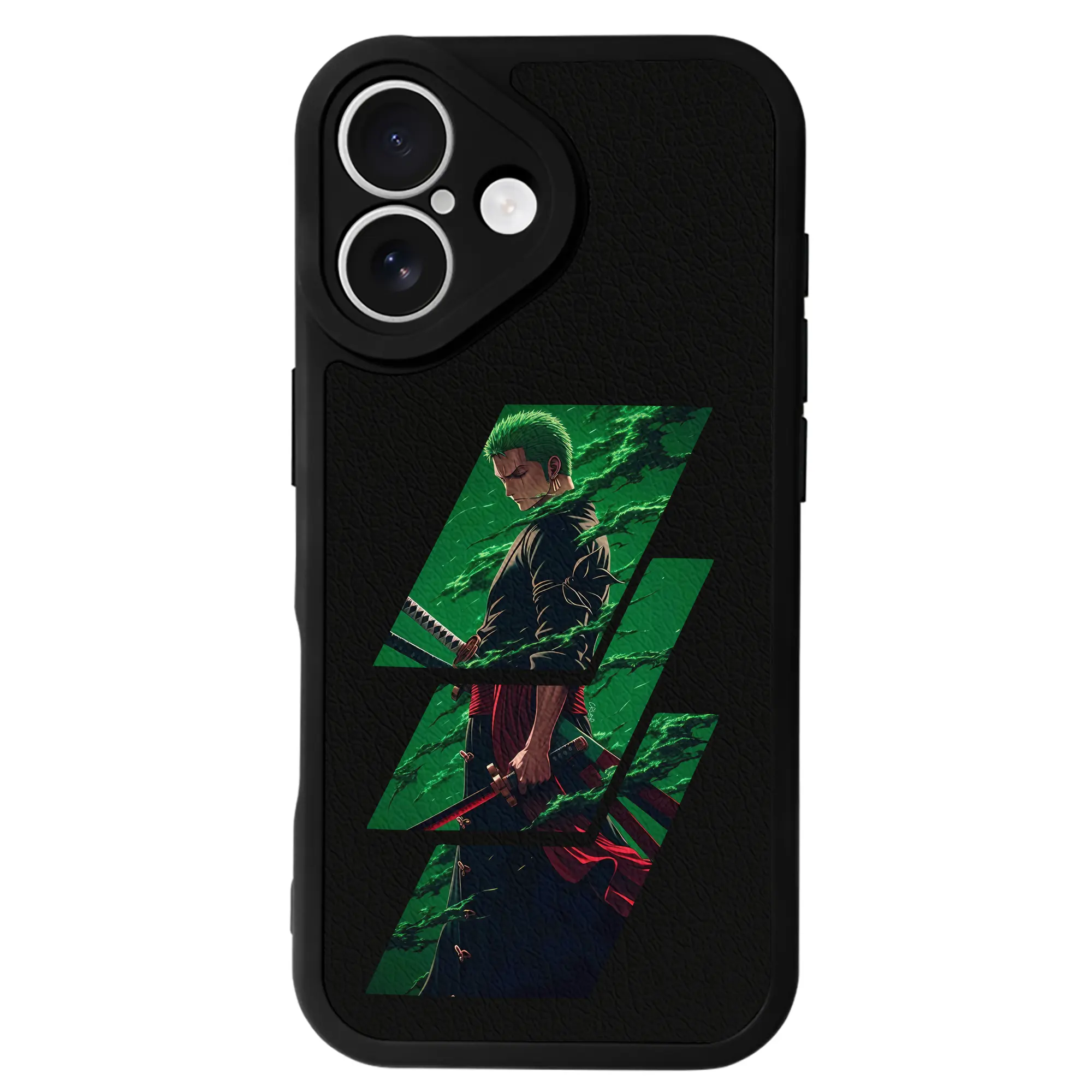 ワンピース グッズ ロロノア・ゾロ - IPhone 16シリーズ対応 ・ シリコンスマホケース ・ レザー調 ・ 高精度フィット ・ 耐衝撃 ・ ワイヤレス充電対応 ・ 精密カット